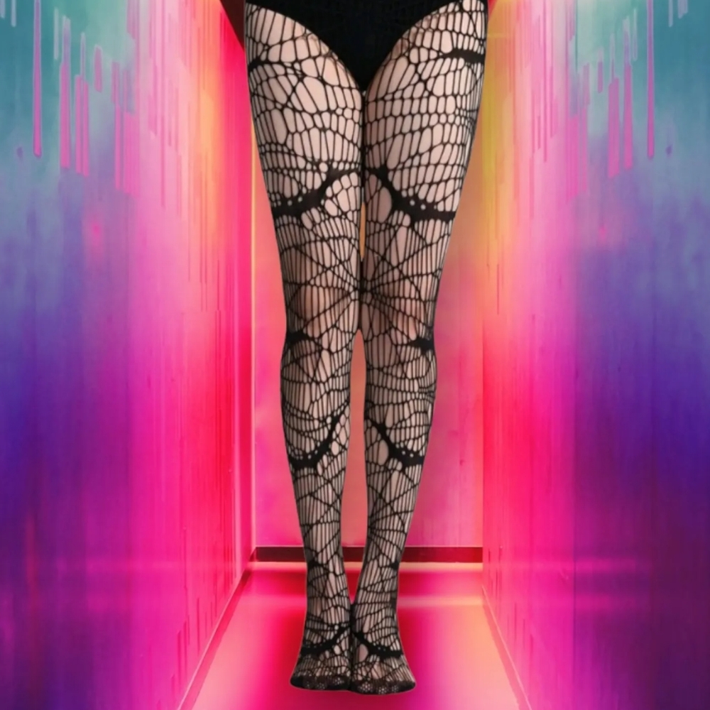 Bats & Spiderweb Fishnet Tights | Super Stretchy Nylon Pantyhose | Gothic Punk